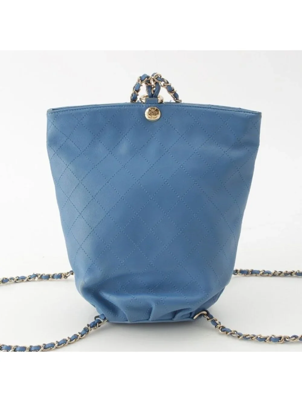 Chanel Quilted Turnlock Chain Backpack Blue